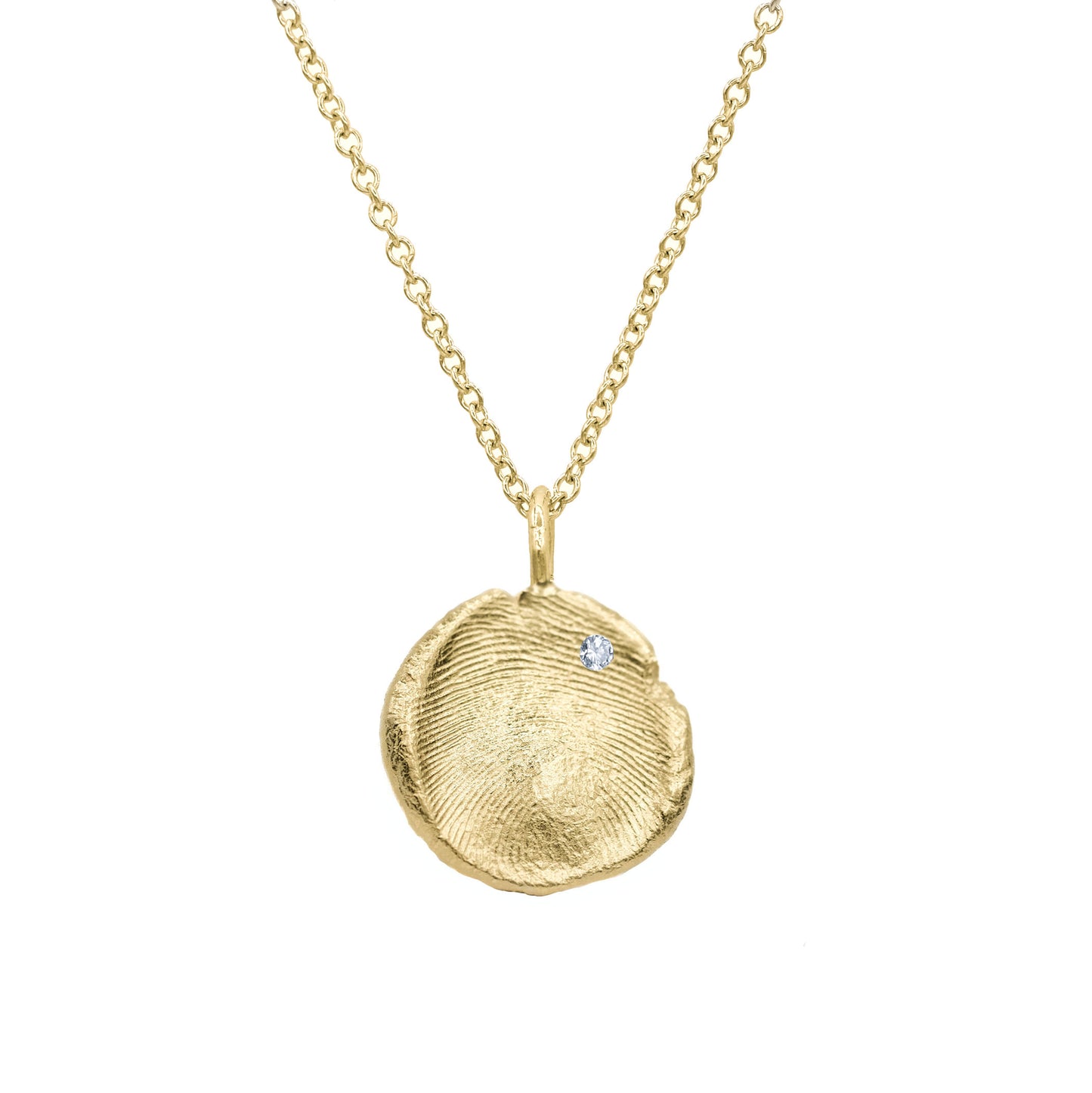 Medium Fingerprint Necklace in solid gold with a Diamond