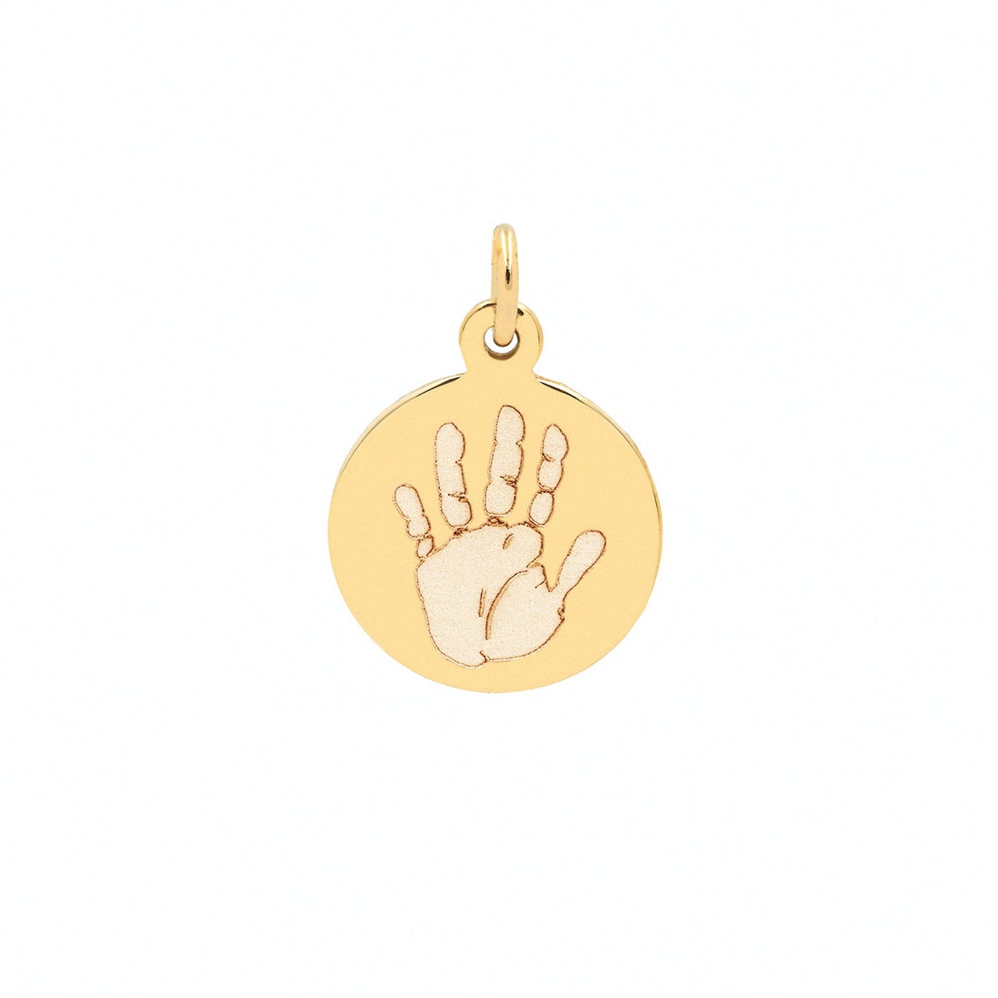 Handprint / Footprint Round Charm in 14K Gold